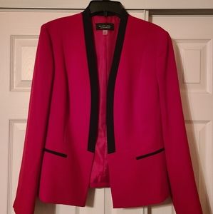Black Label by Evan- Picone Red Suit Jacket Black Trim Front of Jacket & Pockets